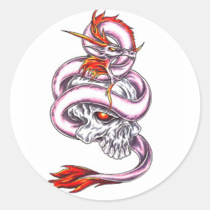 Cool Crystal Dragon et autocollant style crâne