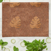 Cool Cuivre Texture Monstera Feuille Serviette (Plié)