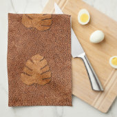 Cool Cuivre Texture Monstera Feuille Serviette (Quart Plié)