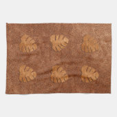 Cool Cuivre Texture Monstera Feuille Serviette (Horizontal)