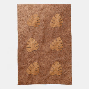 Cool Cuivre Texture Monstera Feuille Serviette