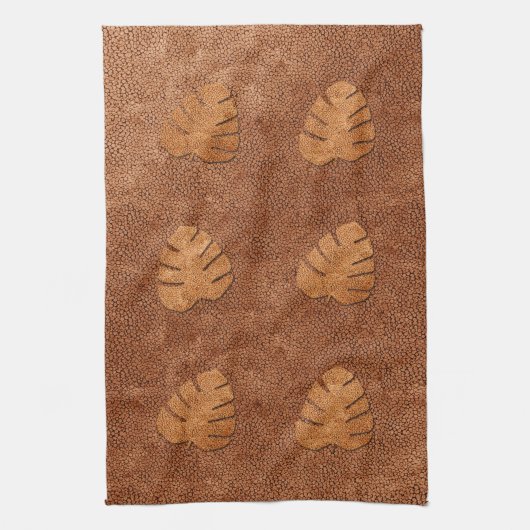 Cool Cuivre Texture Monstera Feuille Serviette (Vertical)