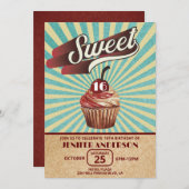 Cool cupcake typografie zoet 16 kaart (Voorkant / Achterkant)