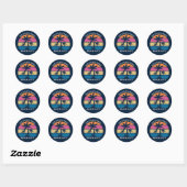 Cool Custom Beach Party Blauwe palmbomen Ronde Sticker (Vel)