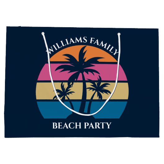 Cool Custom Beach Party Blauwe palmboom Groot Cadeauzakje (Achterkant)