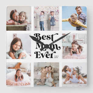 Cool Custom Best Ma Ever Moderne Photo Collage Vierkante Klok