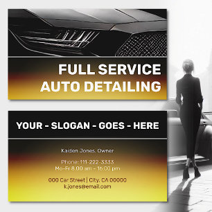 Cool Custom Golden Chrome Black Car Service Visitekaartje