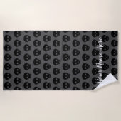 Cool Custom Name Black White Grey Skull Pattern Strandlaken (Voorkant)