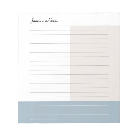 Cool Custom Name Modern Taupe Dusty Blue Lined Notitieblok (Voorkant)
