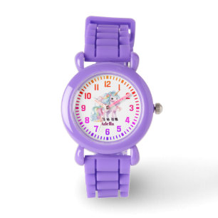 Cool Custom Name Rainbow Unicorn Horloge