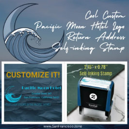 Cool Custom Pacific Moon Hotel Logo Retouradres Zelfinktende Stempel