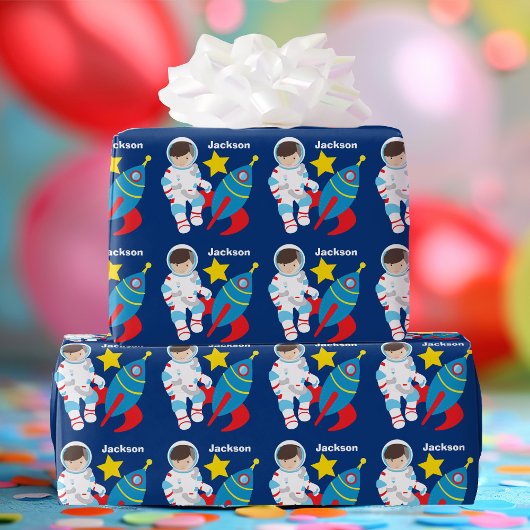 Cool Custom Space Astronaut Kids Birthday Cadeaupapier