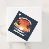 Cool Custom Sunrise Palm Trees Beach Party Blauw Bedankjes Labels (In situ)