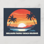 Cool Custom Sunrise Palm Trees Beach Party Blauw Briefkaart (Voorkant)