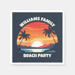 Cool Custom Sunrise Palm Trees Beach Party Blauw Servet