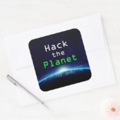 Cool Custom Text Blue Earth Hack de Planet Hacker Vierkante Sticker (Envelop)