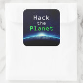 Cool Custom Text Blue Earth Hack de Planet Hacker Vierkante Sticker (Tas)