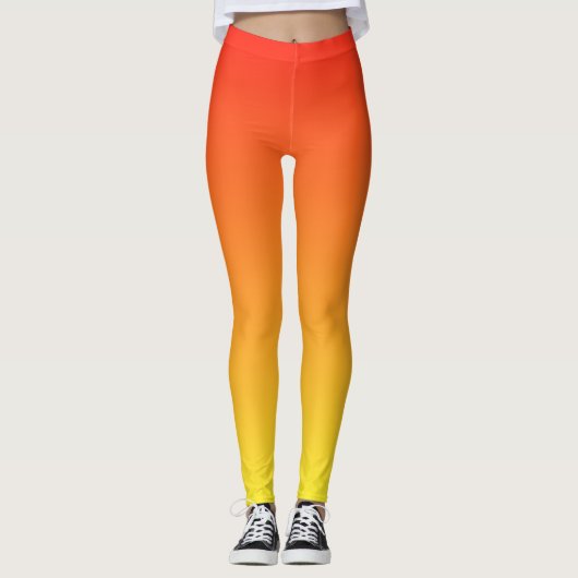 Cool Cute en Leuke Gradiënt Zonsopgang Oranje Leggings (Voorkant)