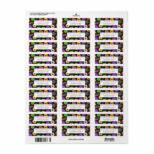 Cool Cute Glitter Confetti Donuts Halloween Etiket (Full Sheet)