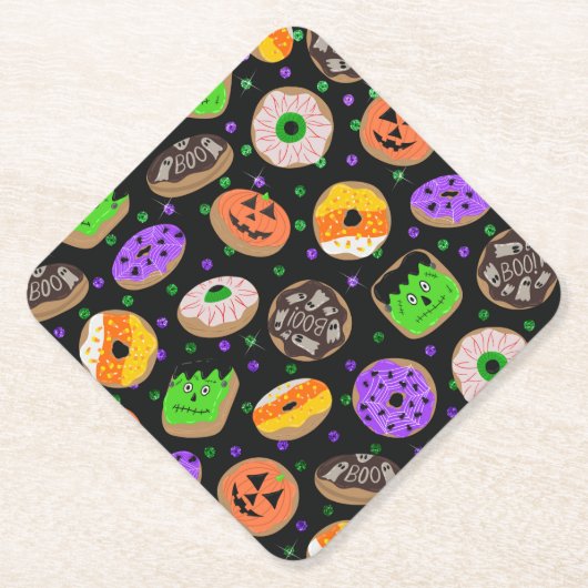 Cool Cute Glitter Confetti Donuts Halloween Kartonnen Onderzetters (Voorkant)