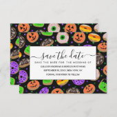 Cool Cute Glitter Confetti Donuts Halloween Save The Date (Voorkant / Achterkant)