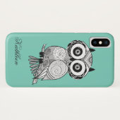 Cool Cute Hipster Groovy Owl Monogram Case-Mate iPhone Case (Achterkant (horizontaal))