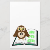Cool Cute owl met Alphabet-boek Terug naar school Briefpapier (Voorkant)