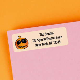 Cool Cute Sinaasappel Halloween Pumpkin Etiket