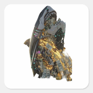 Cool Cyberpunk Shark Gift Idea | Neon Futuristic Vierkante Sticker