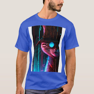 Cool Cyberpunk Steampunk Cat Detective T-shirt