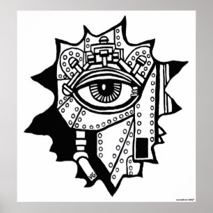 Cool cyborg grafisch poster