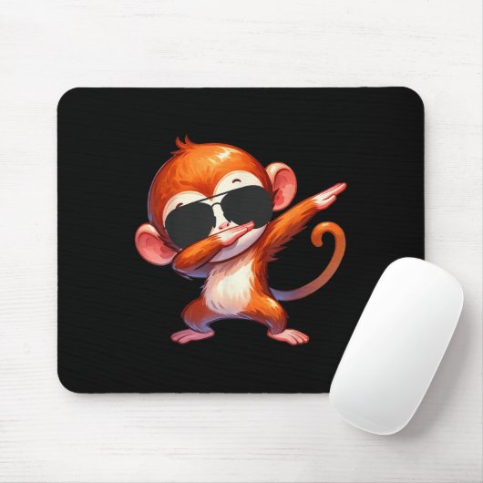 Cool Dab Monkey With Sungles Cartoon Humor Muismat (Met muis)