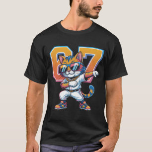 Cool Dabbing Kat 67 Honkbal Sport Fan Geschenk L T-shirt