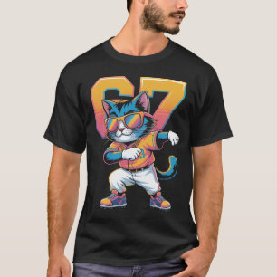 Cool Dabbing Kat 67 Honkbal Sport Fan Geschenk L T-shirt