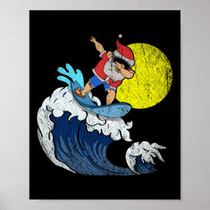Cool Dabbing Kerstman Surft Grappige Kerstmis I Poster