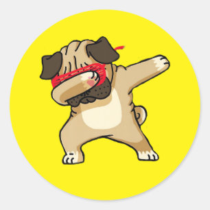 Cool Dabbing Pug Dog Dance Ronde Sticker