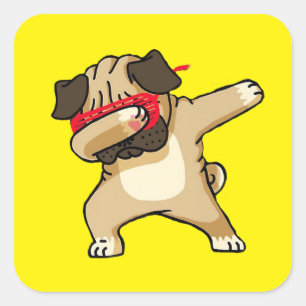 Cool Dabbing Pug Dog Dance Vierkante Sticker