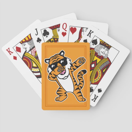 Cool Dabbing Tiger Funny Big Cat Dab Pokerkaarten (Achterkant)