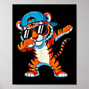 Cool Dabbing Tijger Kleding Cute Dier Mannen Meisj Poster