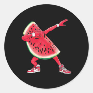 Cool Dabbing Watermeloen Grappig Fruit Dancing Ath Ronde Sticker