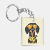 Cool Dachshund Dog Sunglasses Lemons Sleutelhanger (Voorkant Links)
