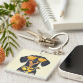 Cool Dachshund Dog Sunglasses Lemons Sleutelhanger (Voorkant Rechts)