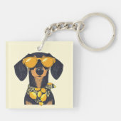 Cool Dachshund Dog Sunglasses Lemons Sleutelhanger (Achterkant)