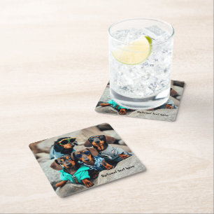 Cool Dachshund Gang Drink Coasters Vierkante Kartonnen Onderzetter