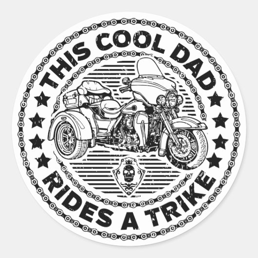 Cool Dad Biker Trike Ronde Sticker (Voorkant)