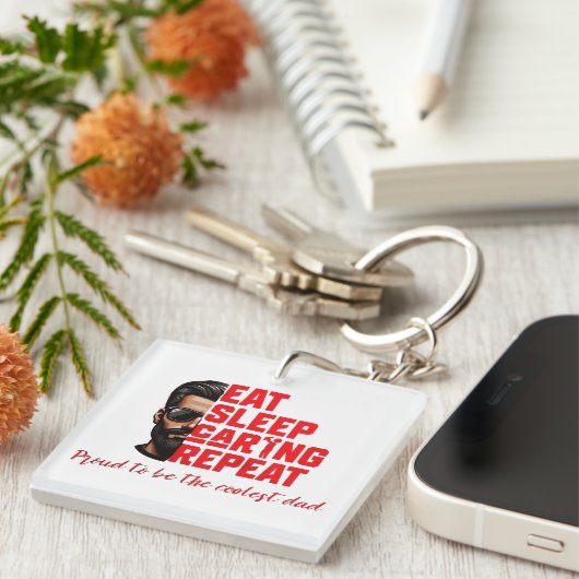 Cool Dad T-shirt Design Sleutelhanger (Voorkant Rechts)