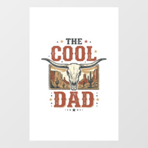 Cool Dad Western Longhorn Schedel Vintage T-shirt Raamsticker