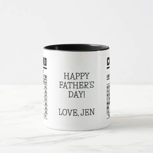 Cool Dad Zwart en Wit Vaderdag Mok (Midden)