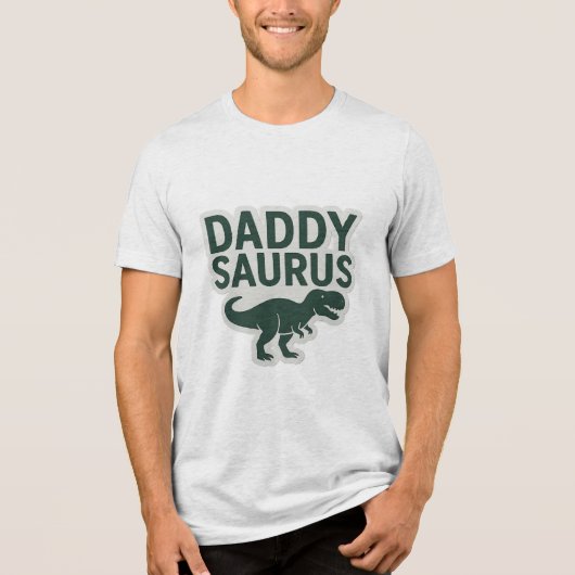 Coôl Daddysaurus Funny Vaderdag Sticker Tri-Blend Shirt (Voorkant)