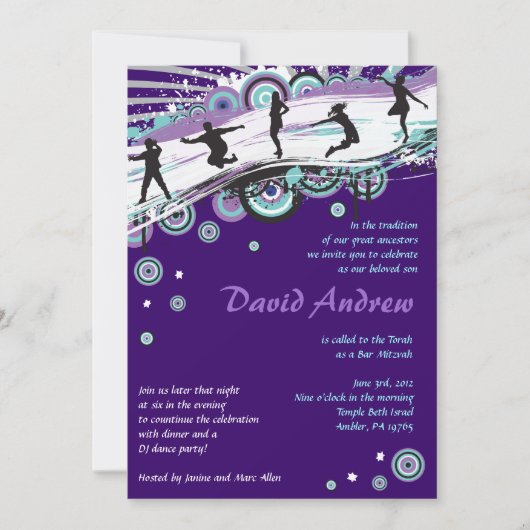 Cool Dance Party Bar Bat mitzvah Invitation juive (Devant)